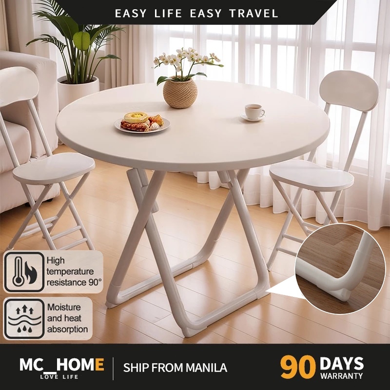 MC&HOME Folding Table White Simple Small Table 60cm Household Meal ...