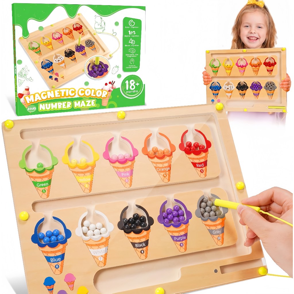 Timi Early Education Toys Magnetic Number Color Sorting Maze Board ...
