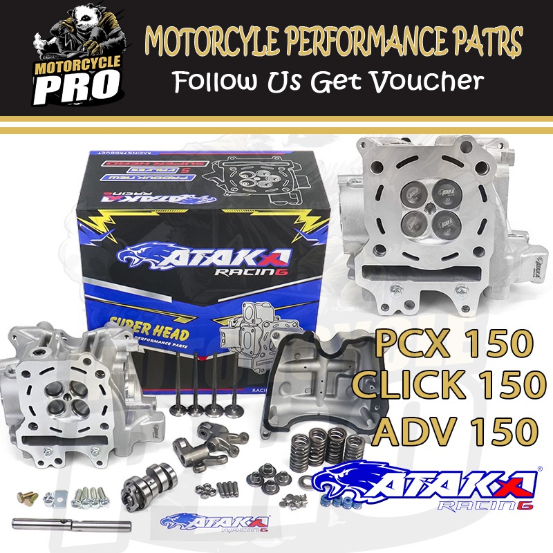 ATAKA CNC Waves Cylinder Head 4V For Click 150 PCX 150 ADV 150 19/22MM ...