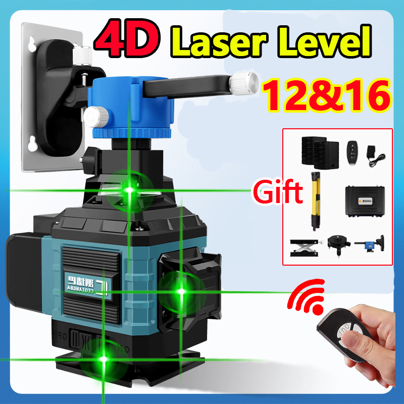 16 Line 4D Laser Level Green Light Self-Leveling 360° Rotary Auto ...
