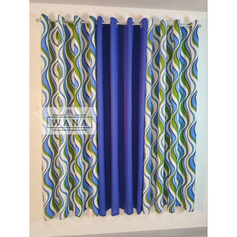 WANA - 3in1 Set Crystalis wave Blue Ring Window Curtain Sold by set ...