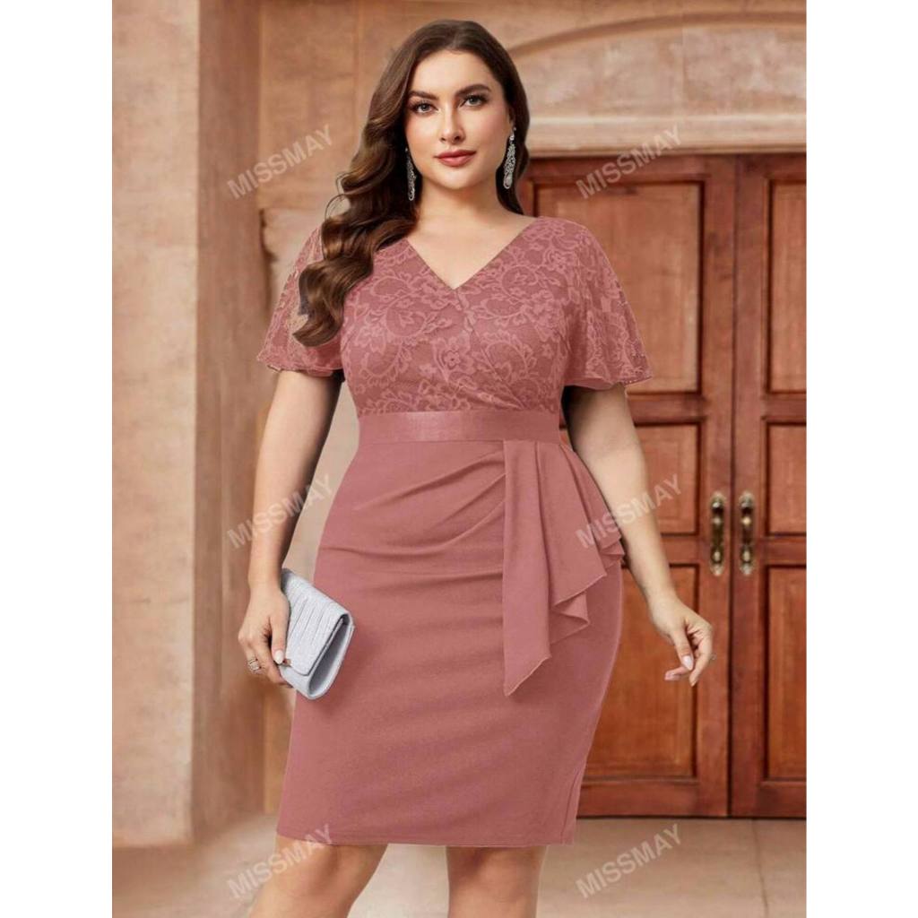 FZ formal lace dress bodycon plain dress | Shopee Philippines