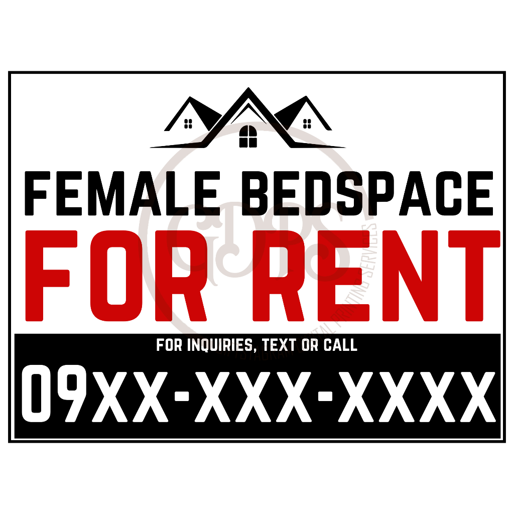 2pcs FEMALE BEDPSACE FOR RENT Signage | FEMALE BEDPSACE FOR RENT ...