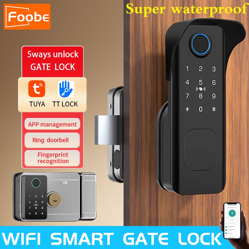 Nano Waterproof Smart Gate Lock Fingerprint Door Lock with App Smart ...