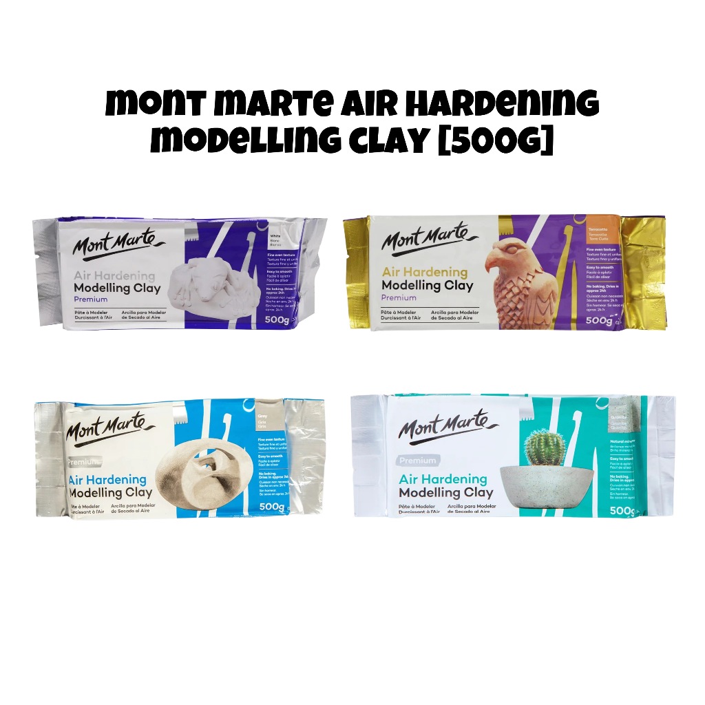 Mont Marte Air Hardening Modelling Clay Premium - White/Grey/Terracotta ...