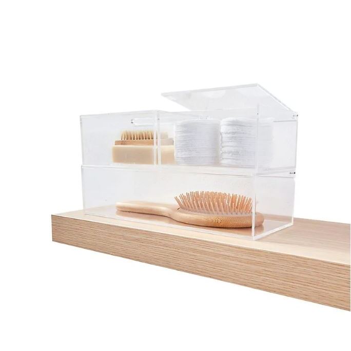 Anko Set Of 3 Storage Boxes Transparent Stackable Home Desk Accessories ...