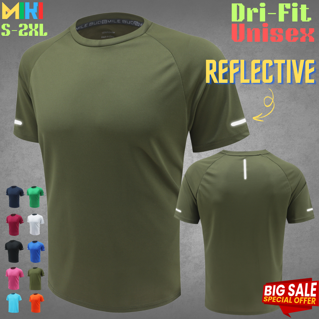 Miki Drifit Army Green Tshirt Unisex Badminton Tshirt Activewear