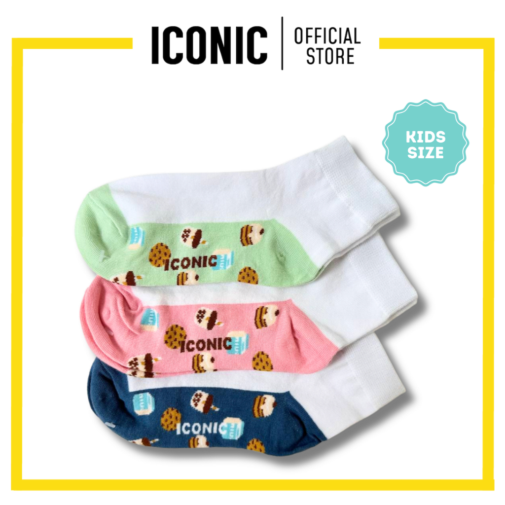 Iconic Socks Kids Basic 3 in 1 School Socks Cupcake Pastry Design Set ...