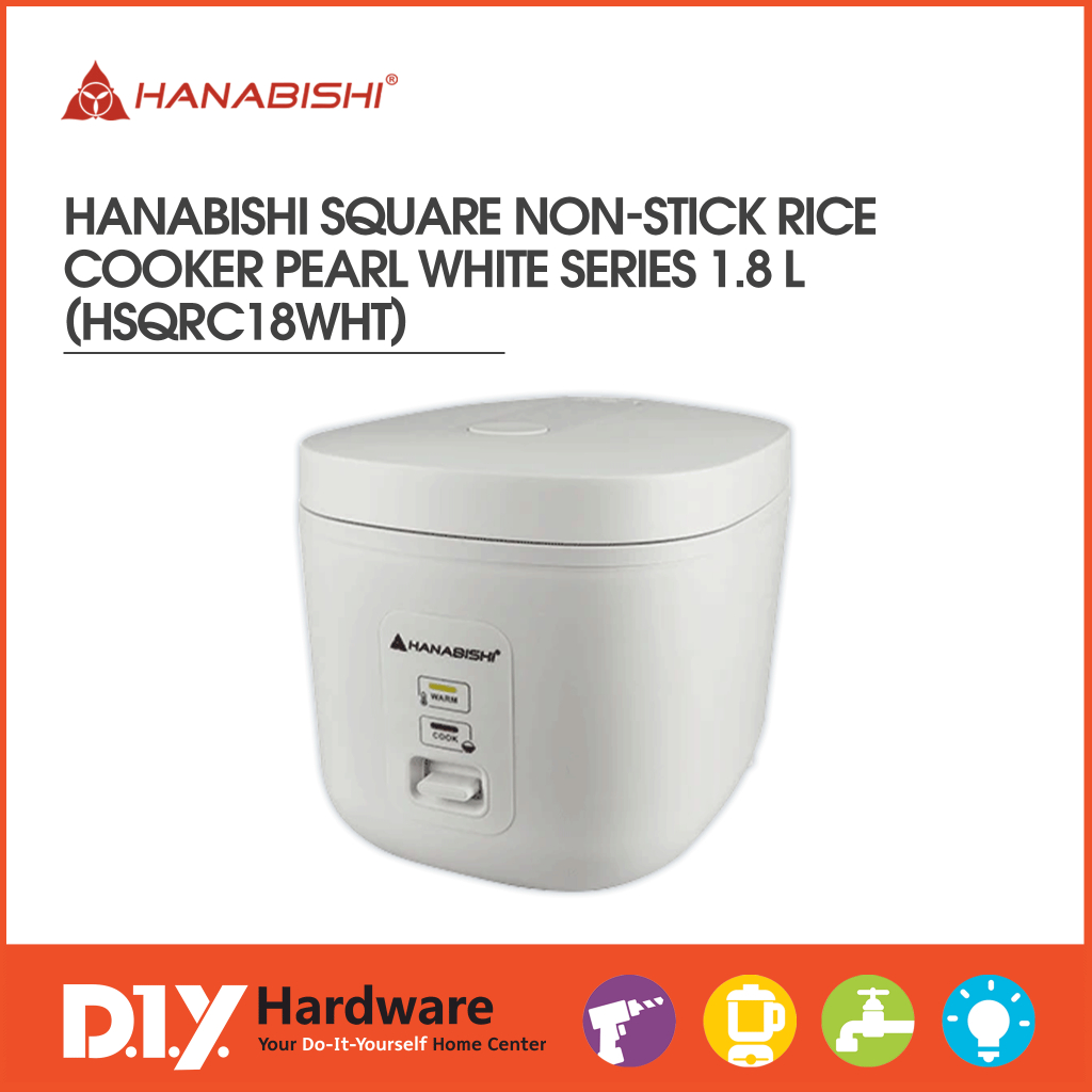 HANABISHI Square Non-stick Rice Cooker Pearl White Series 1.8 L ...