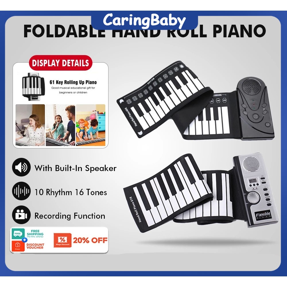 Portable Electronic Keyboard Foldable Hand Roll Piano 88 Keys Piano ...