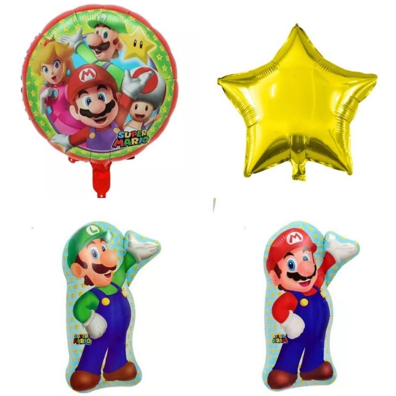 1pc Character Foil Balloon Shape/Round/Star | Sold per piece Mario or ...