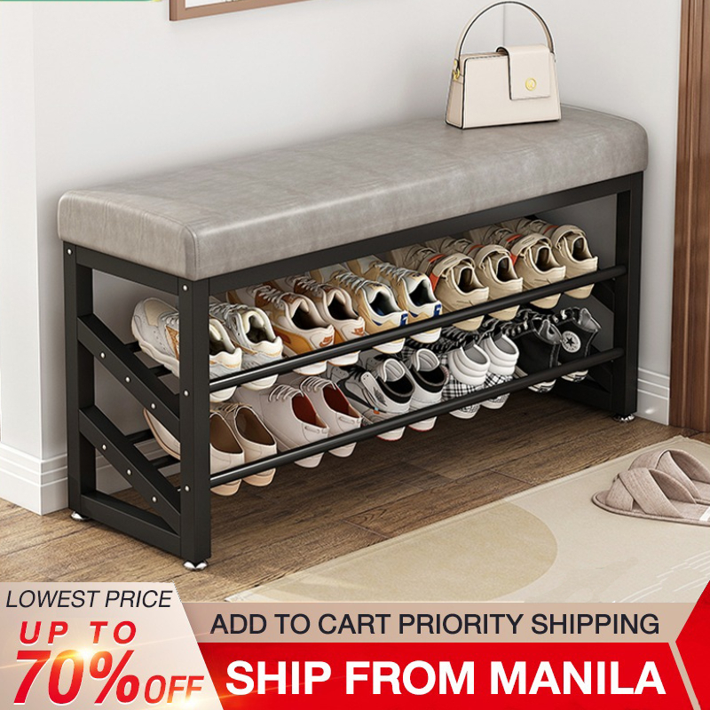 Multifunctional Shoe Stool Cabinet - Modern Storage Bench with Cushion ...