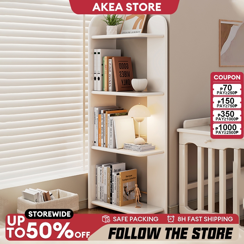 AKEA Wooden Book Shelf Corner Book Rack Multi-Layer Corner Storage Rack ...