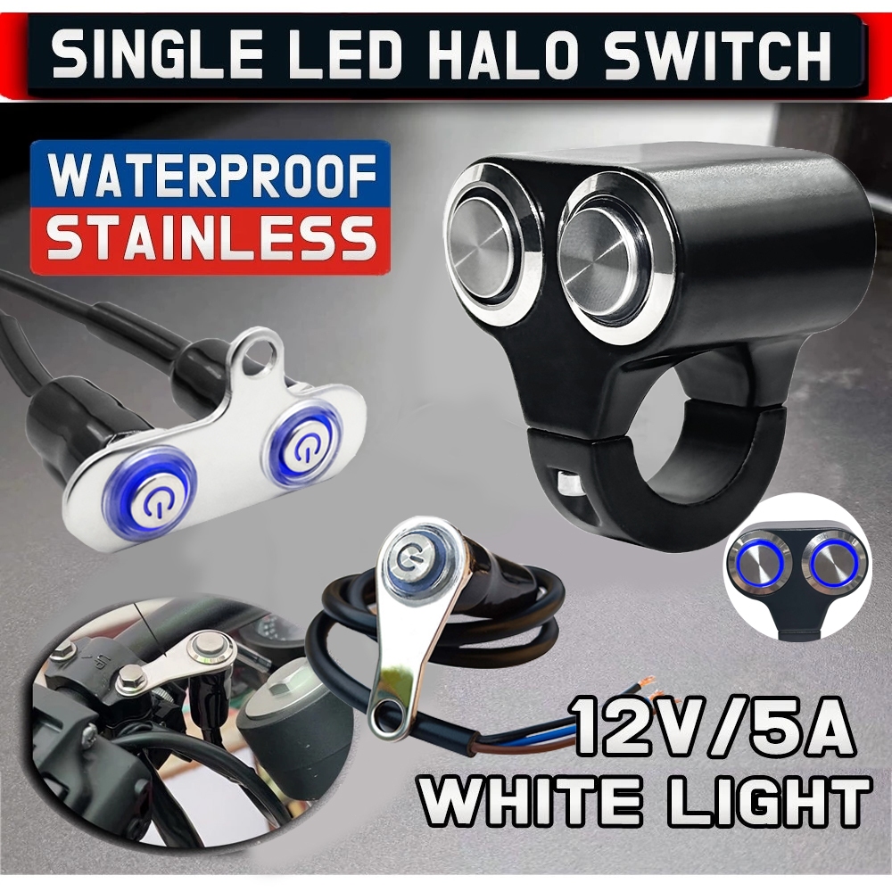 2in1 LED Halo Switch Stainless Steel Double ON-OFF Push Button Switch ...