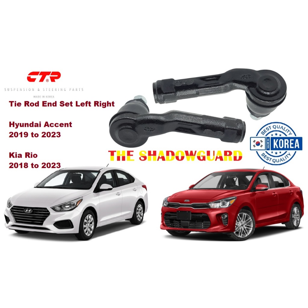 Tie Rod End Set Left Right Hyundai Accent 2019 to 2023 Kia Rio 2018 to ...