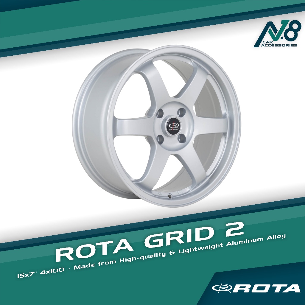 ROTA GRID2 15x7 4x100 PLAIN SILVER Wheels Genuine | Shopee Philippines