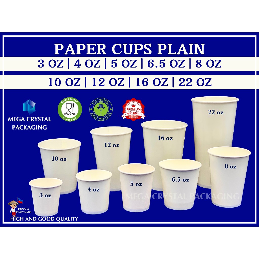 [ 50 PCS ] PAPER CUP / PAPER CUPS PLAIN 3oz /4oz / 5oz / 6.5oz / 8oz ...