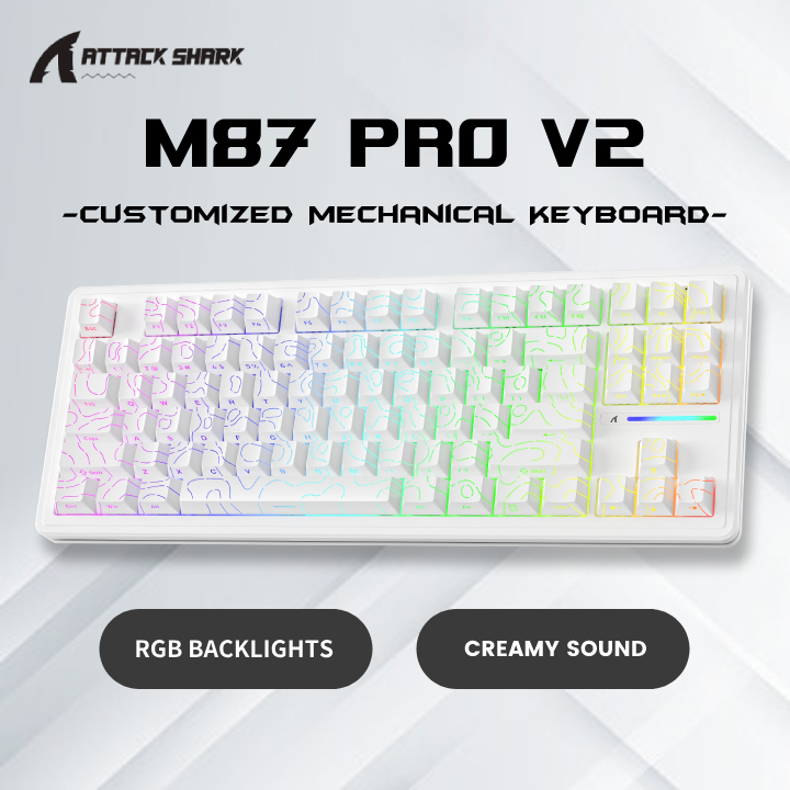 ATTACK SHARK M87PRO V2 Wireless Mechanical Keyboard with Side Printed ...