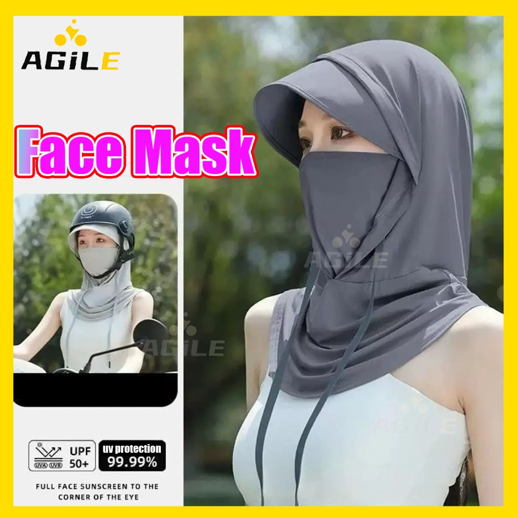 COD Full Face Mask Hat Ice Silk Sunscreen Cap UV Resistant Sun ...