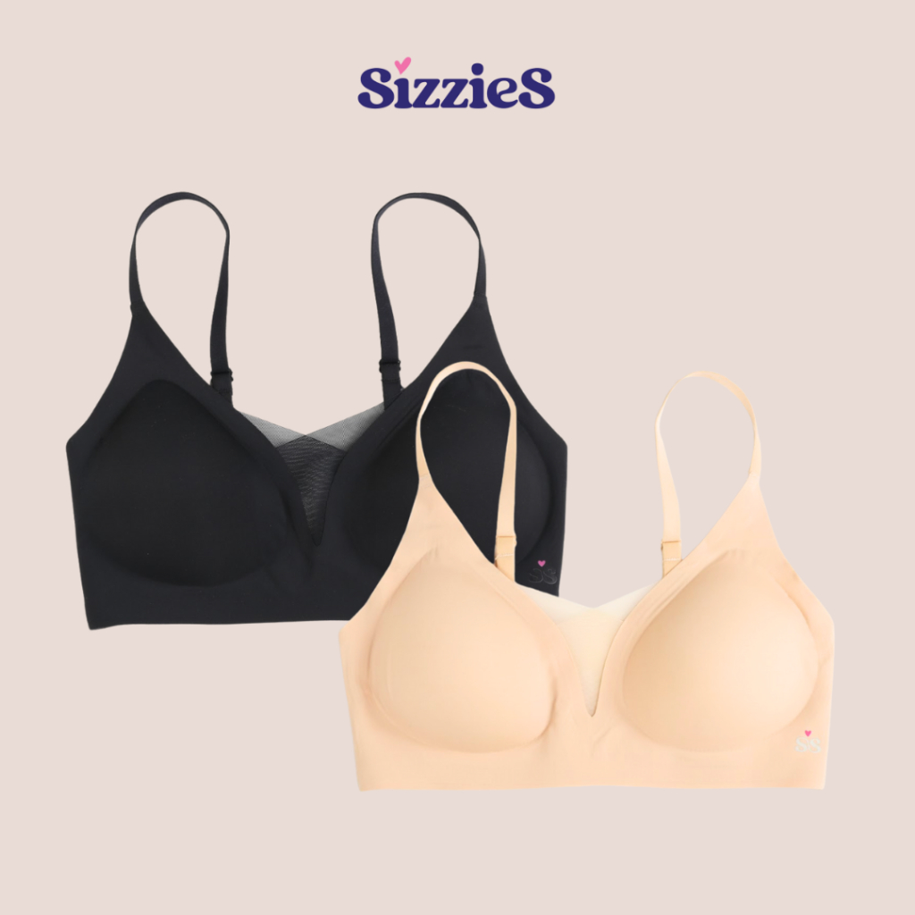 Sizzies Unseen Undies Comfort Wire-Free Seamless Bra BUNDLE OF 2 by ...