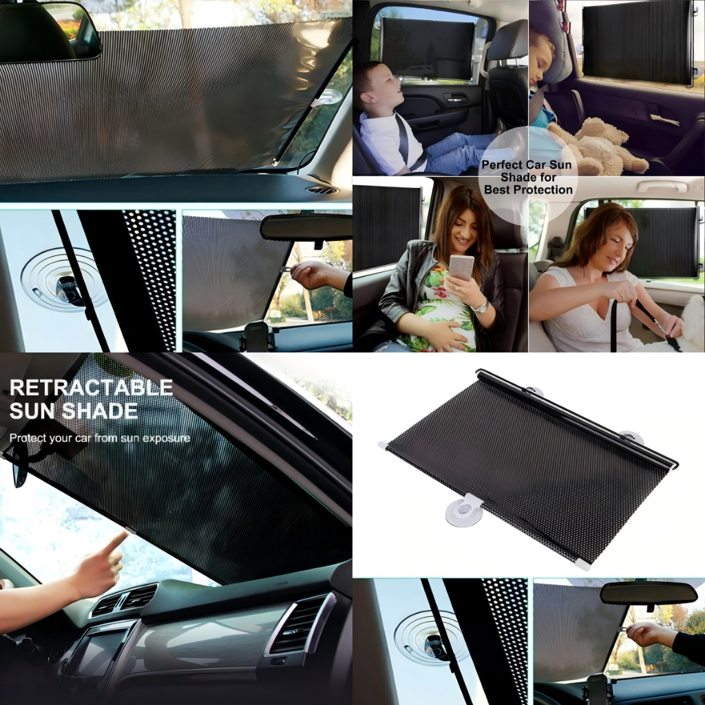 Retractable Car Windshield Sun Shade Roller Blind UV Protection Heat ...