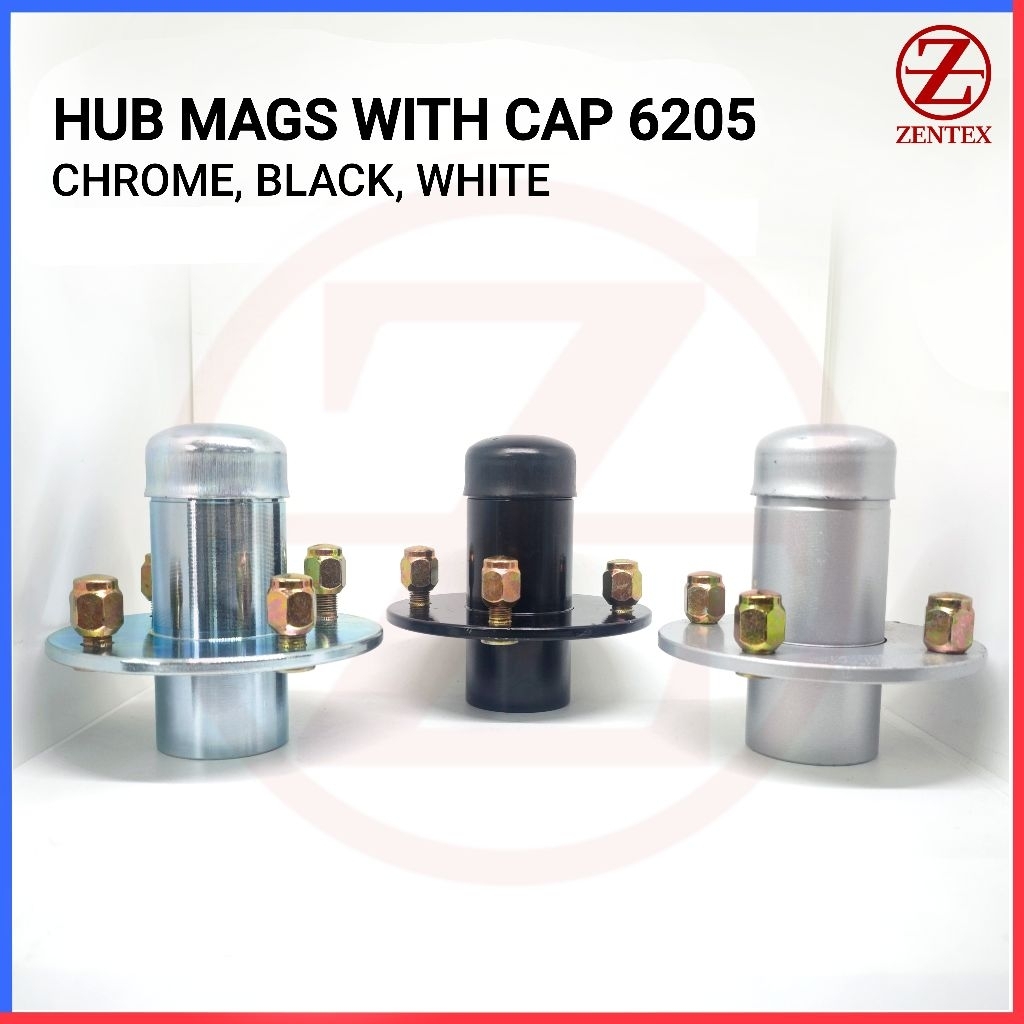 HUB MAGS WITH CAP 6205 CHROME BLACK SILVER FOR MOTORCYCLE TRICYCLE ...