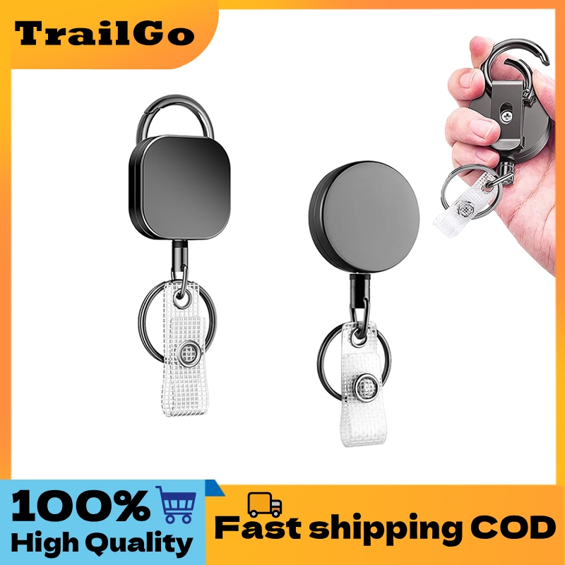 Heavy Duty Retractable Keychain Badge Reel with Carabiner Belt Clip Key ...