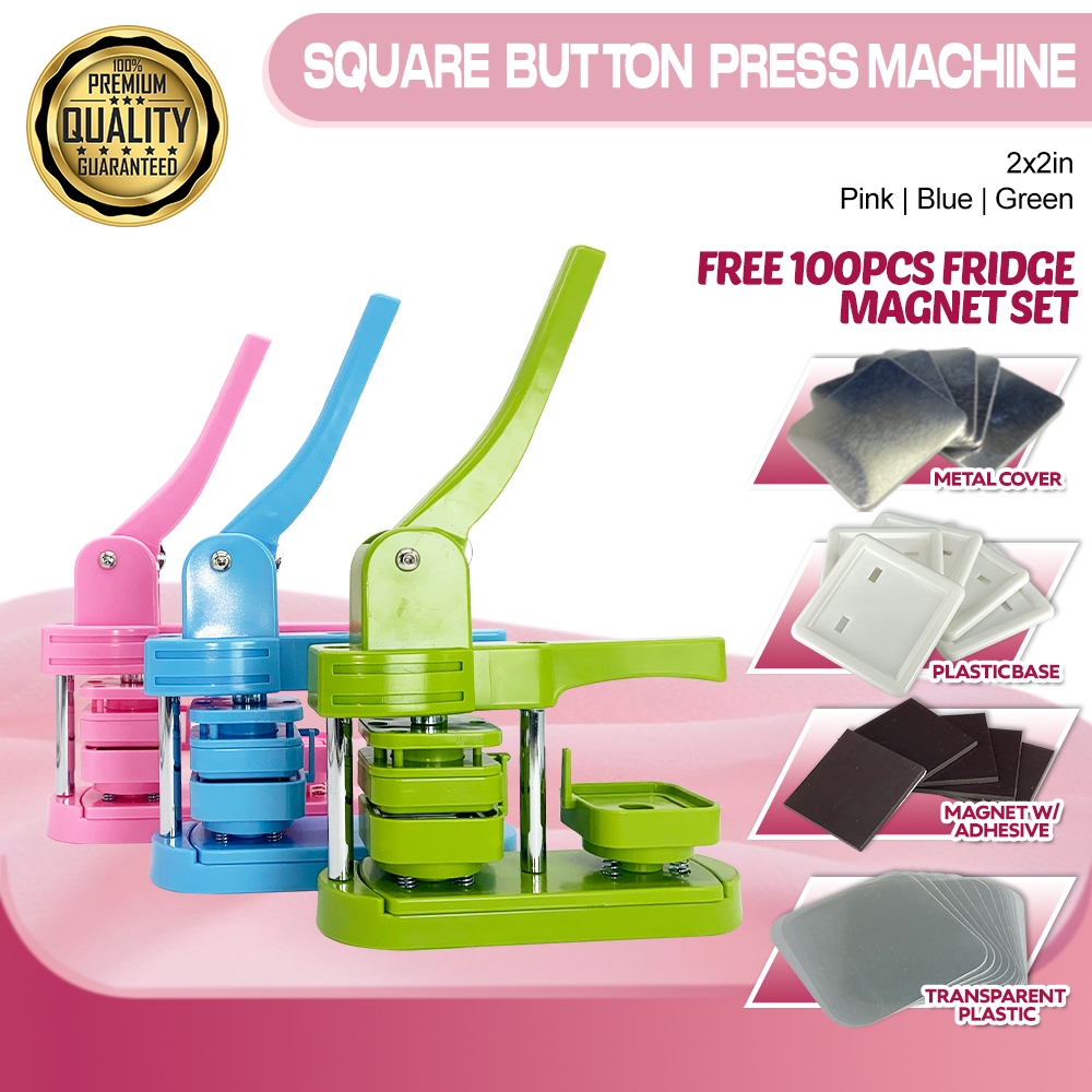 Square Button Press Machine 50mm Green | Pink | Blue with F.Magnet ...