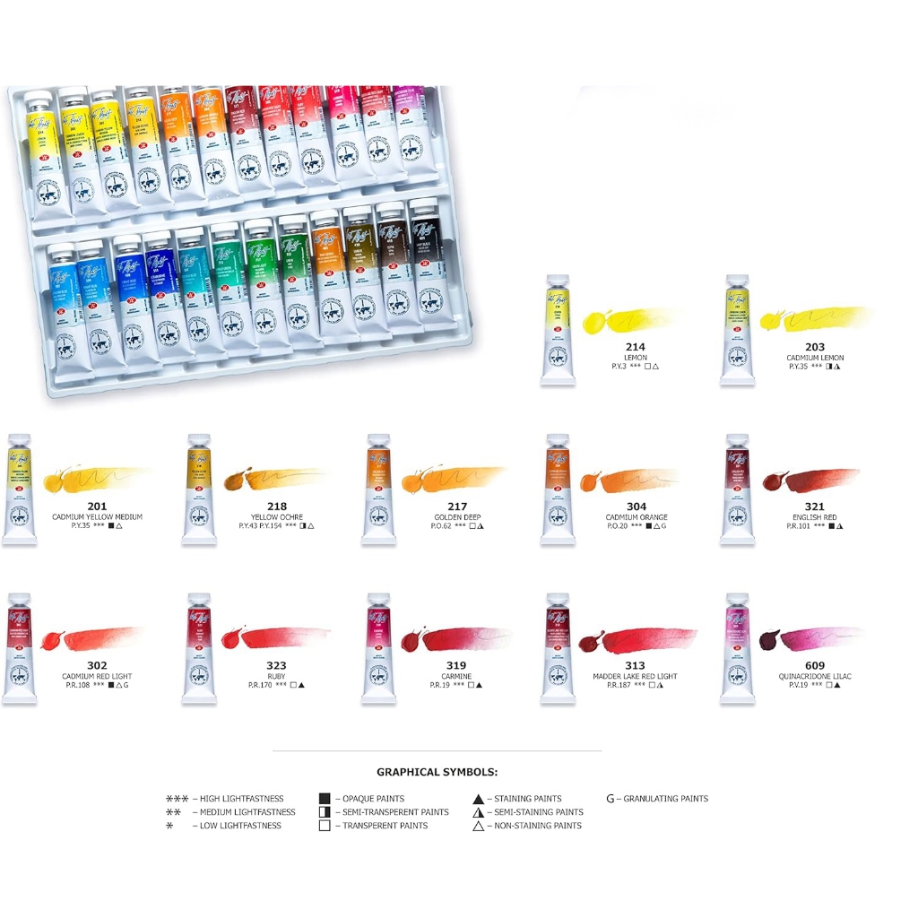 ホワイトナイツ white nights 水彩絵具24色セット10mlチューブ White