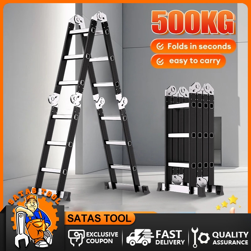 Aluminum ladder heavy duty 12/16/20FT ladder foldable adjustable ...