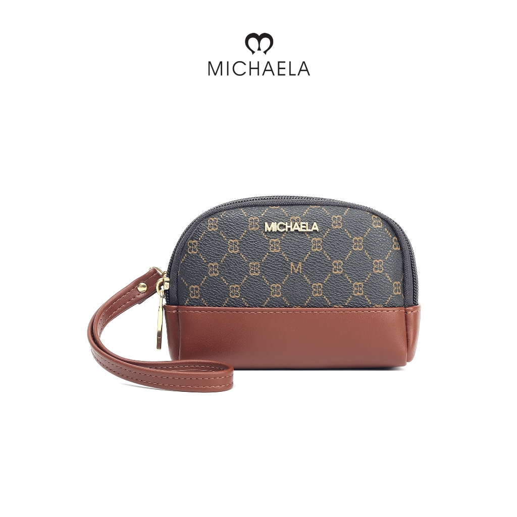 MICHAELA Checkered Roomy Wristlet Wallet Semi-Round Women Pouch for ...