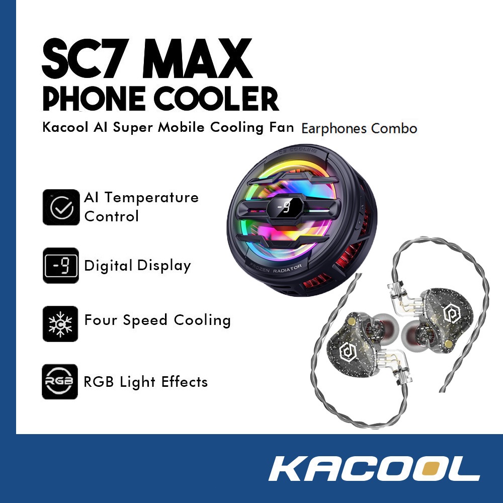 KACOOL SC7 Max Cooler & X8 Pro Combo - Magnetic Phone Cooler with 6 RGB ...