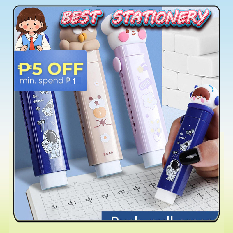 Kawaii Retractable Eraser Refillable Cute Rubbers Students School ...