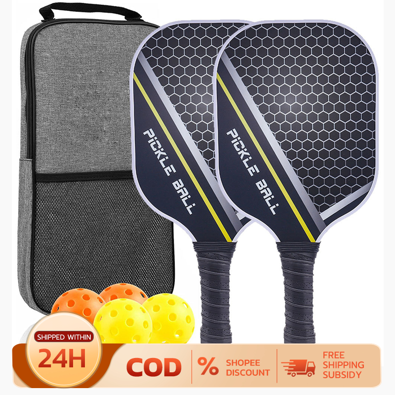 Set Racchette Da Pickleball Professionale, 2 Racchette In Legno, 4 Palline E Borsa, Impugnatura Ergonomica, Verde, Per Adulti E Principianti