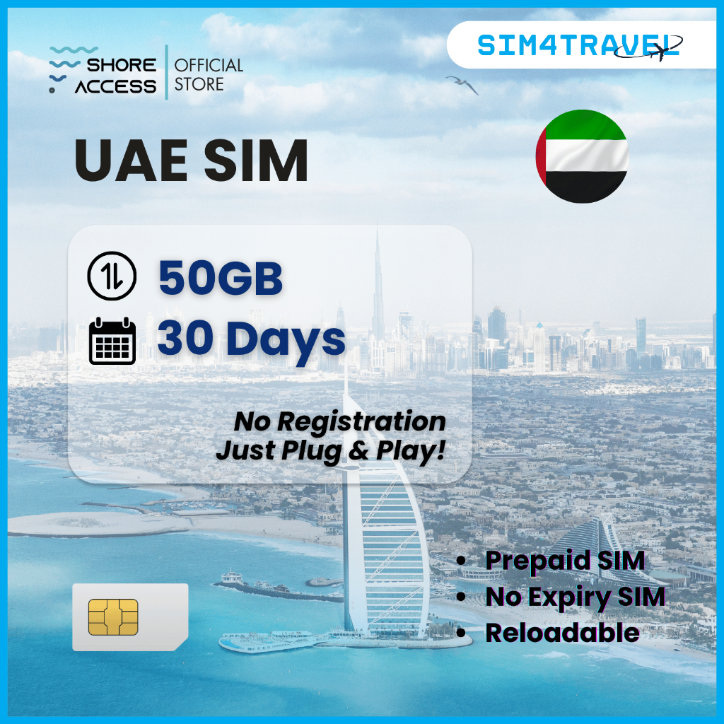 UAE DATA Roaming SIM 50 GB | 30 Days - International Sim card ...