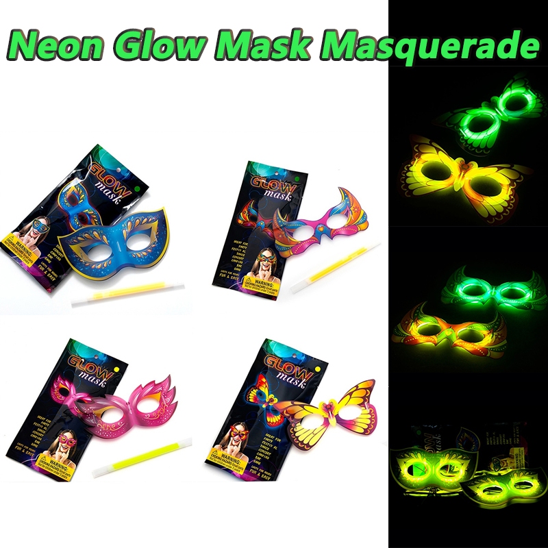 Neon Glow Mask and Glasses Set 6 Colors DIY Kids Party Toys Night ...