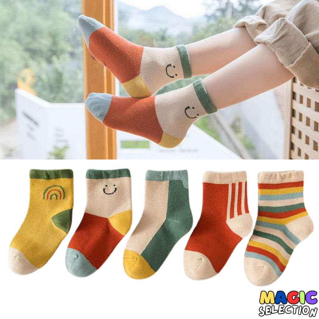 Magic Selection Kids High Quality 5 Pairs Cotton Sock Cartoon Graphic ...