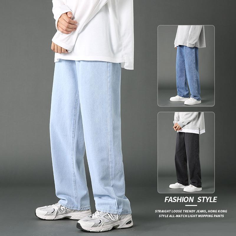 919JEANS Denim Fashion Men's Straight Light Blue Loose Pants Boyfriend