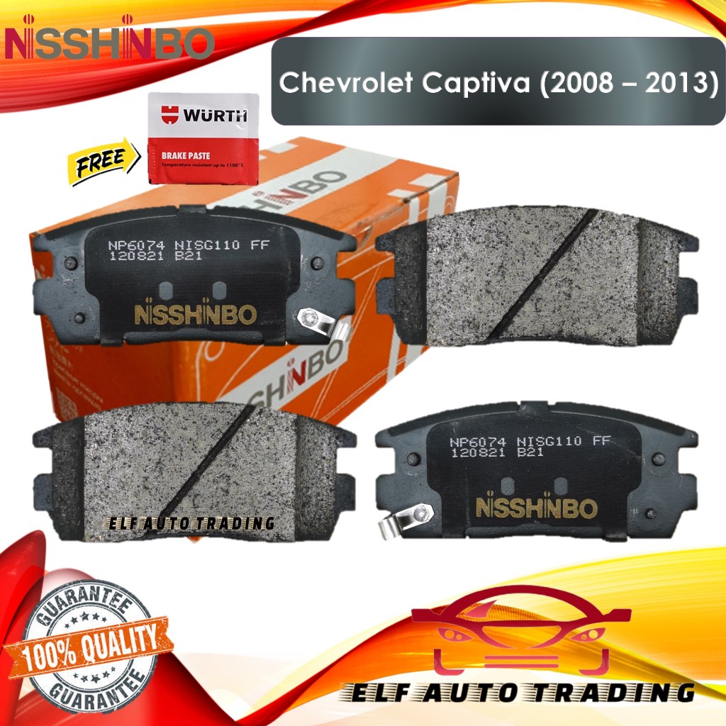 Genuine Nisshinbo Rear Brake Pads with SHIMS for Chevrolet Captiva ...