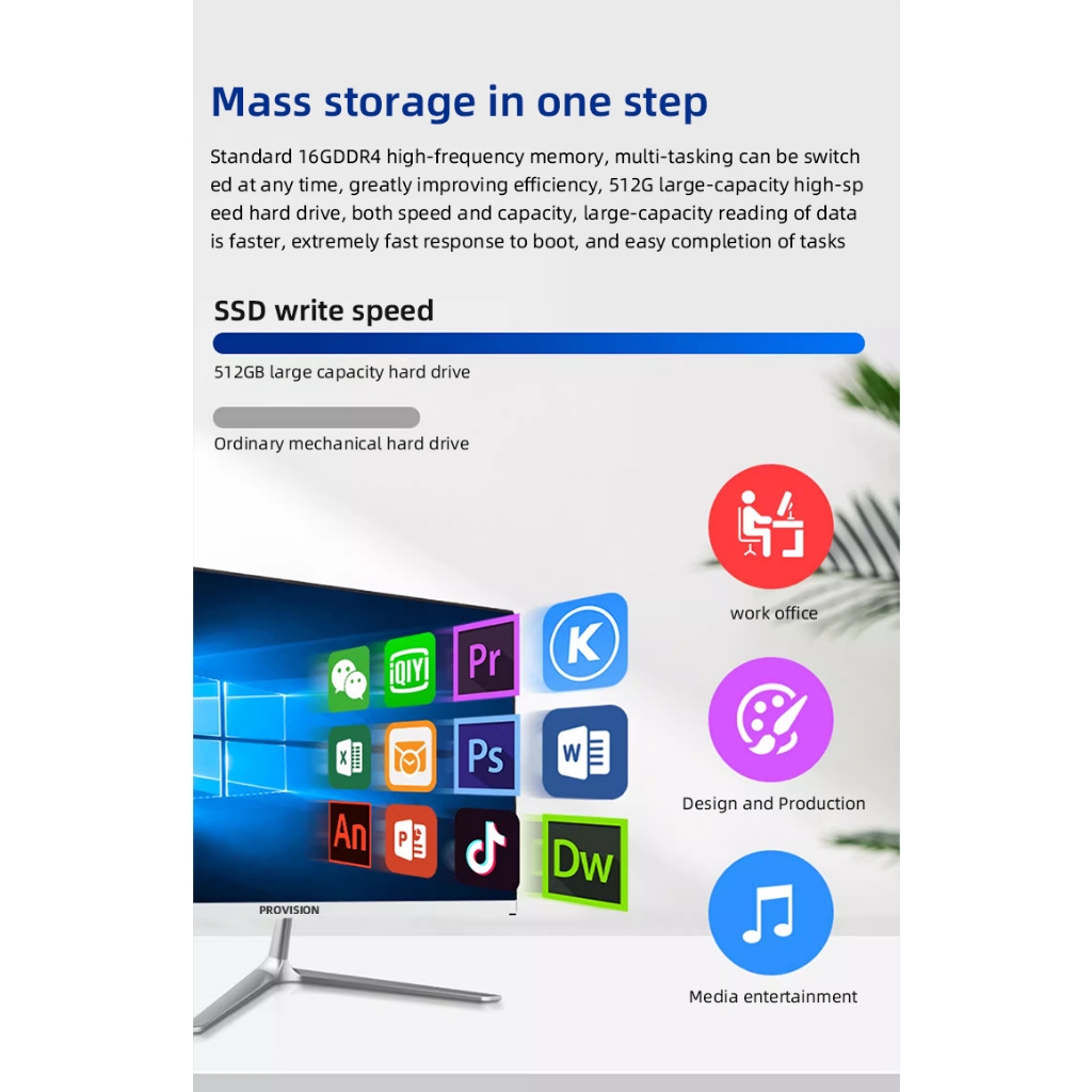 PROVISION All in one PC Computer set i7/i5 8G/16G RAM 512G SSD For ...