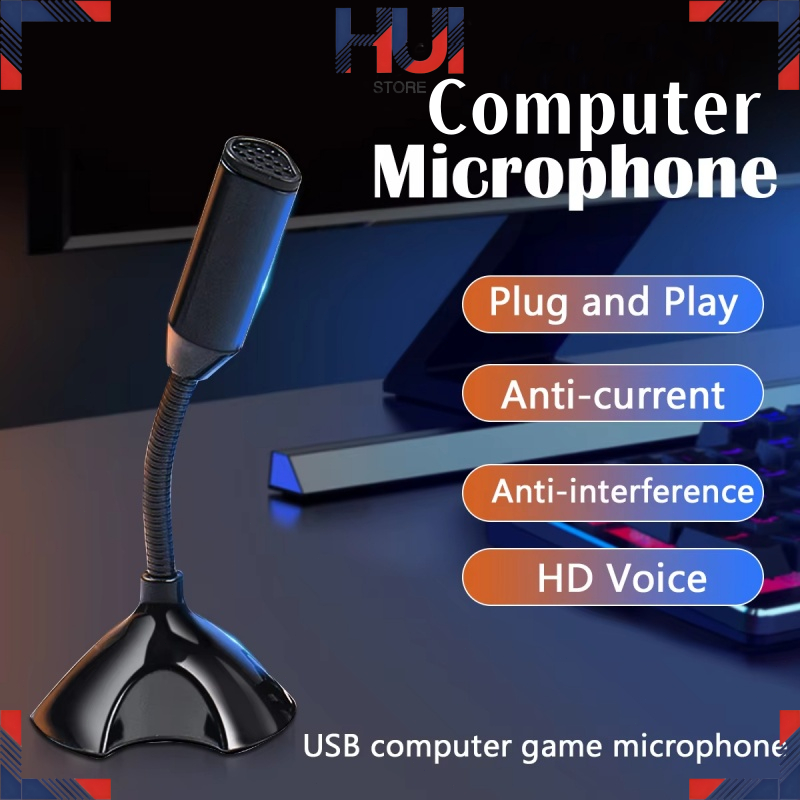 Laptop Microphone USB Desktop Gaming Mic With Holder For PC Computer ...