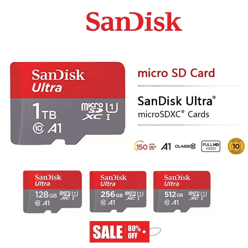 Micro SD Card Ultra Class 10 U1 A1 128GB /256GB/ 512GB /1TB A1 Series