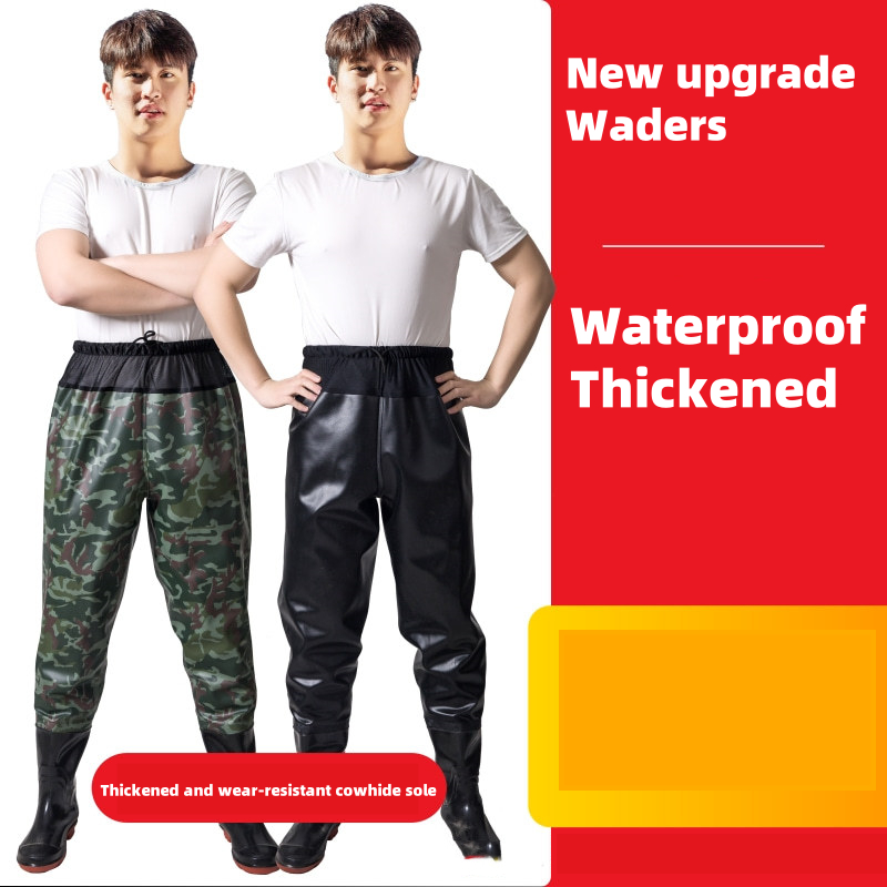 Thickened Waterproof Overalls with Rain Boots Half-Body Waterproof ...