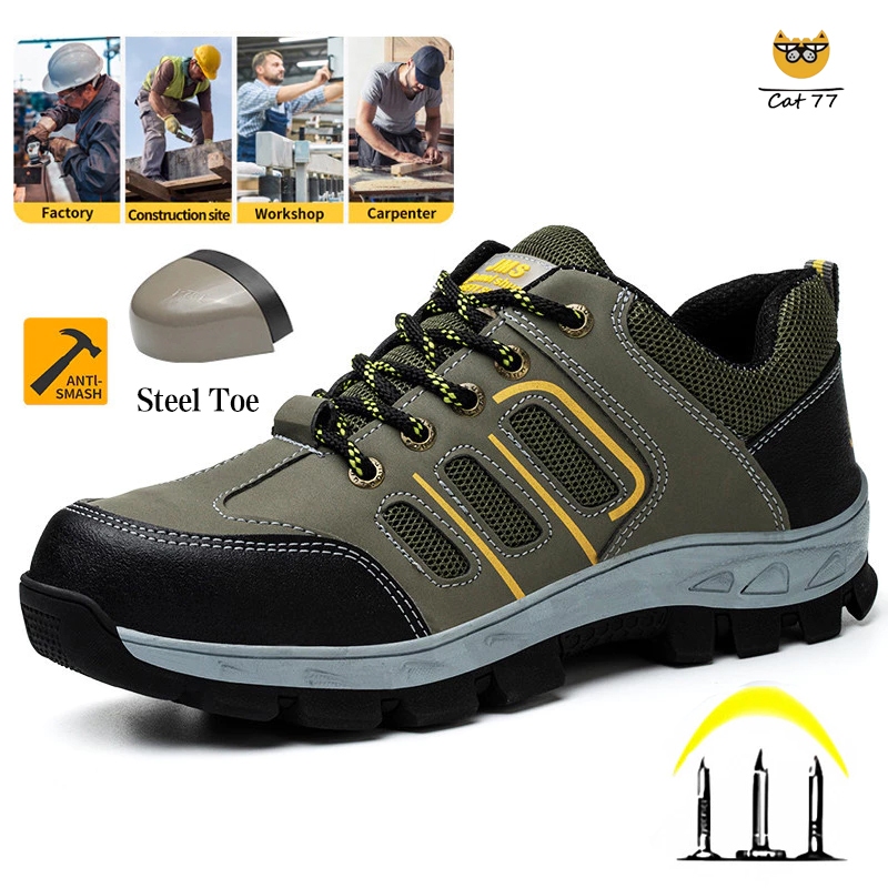 Safety Shoes For Men Steel Toe Construction Site Anti-smash Anti ...
