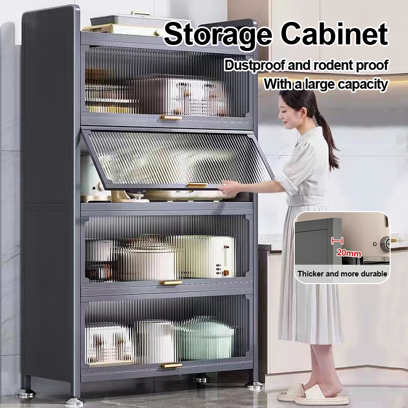 Kitchen Storage Cabinet Dustproof Carbon Steel Rack For Multi-function ...