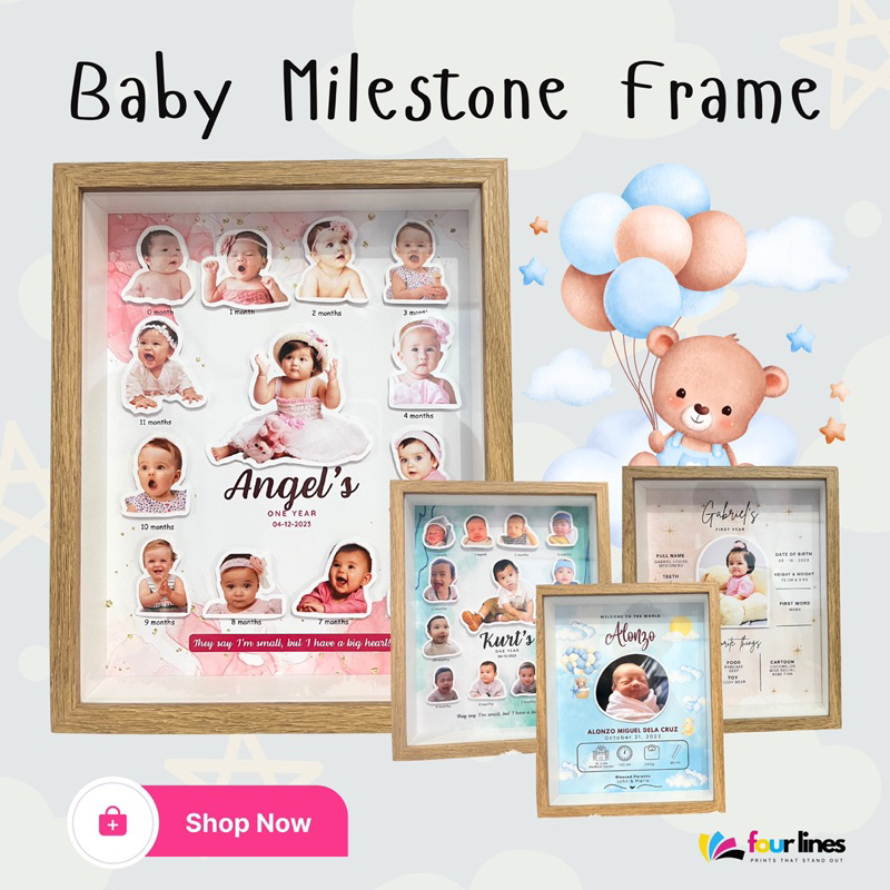Wood - Baby Milestone Frame | Aesthetic Baby Photo Frame | Shopee ...