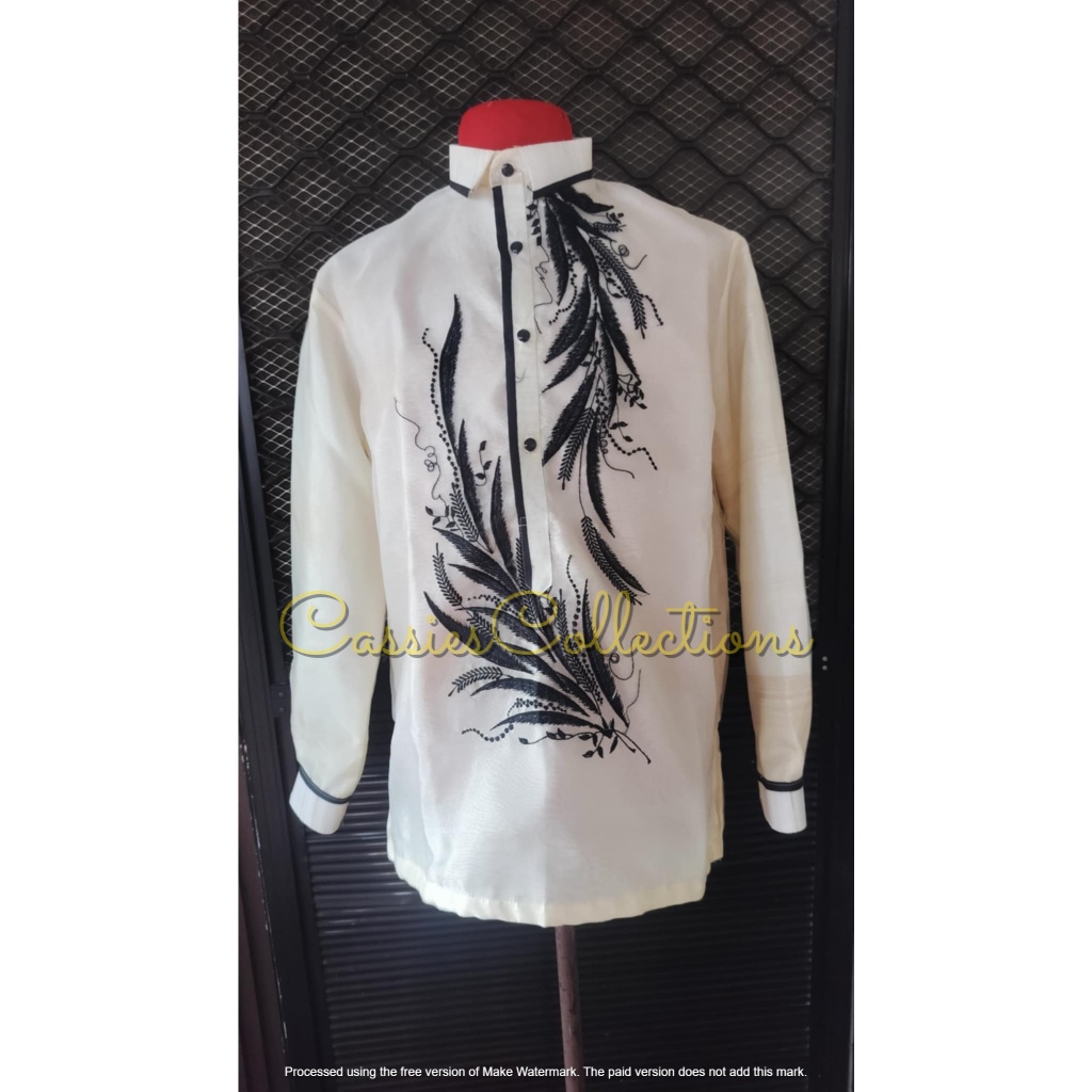 Barong for Men with Black Embroidery/ Chinese Collar and Sports Collar ...