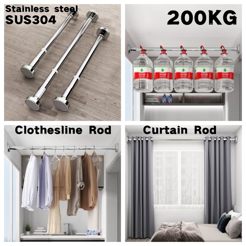 Stainless curtain rod adjustable rod for hanging cloth extendable rod ...