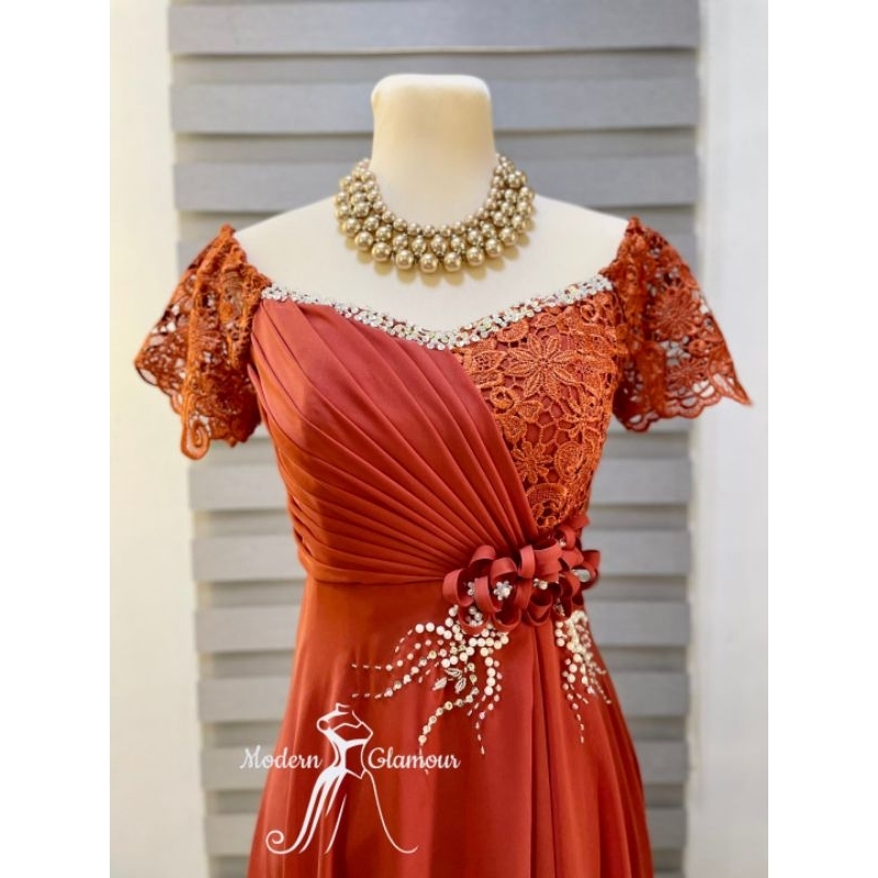 HALF LIZ EMPIRE CUT DRESS MOTHER NINANG GOWN PRINCIPAL SPONSOR FORMAL GOWN Shopee Philippines