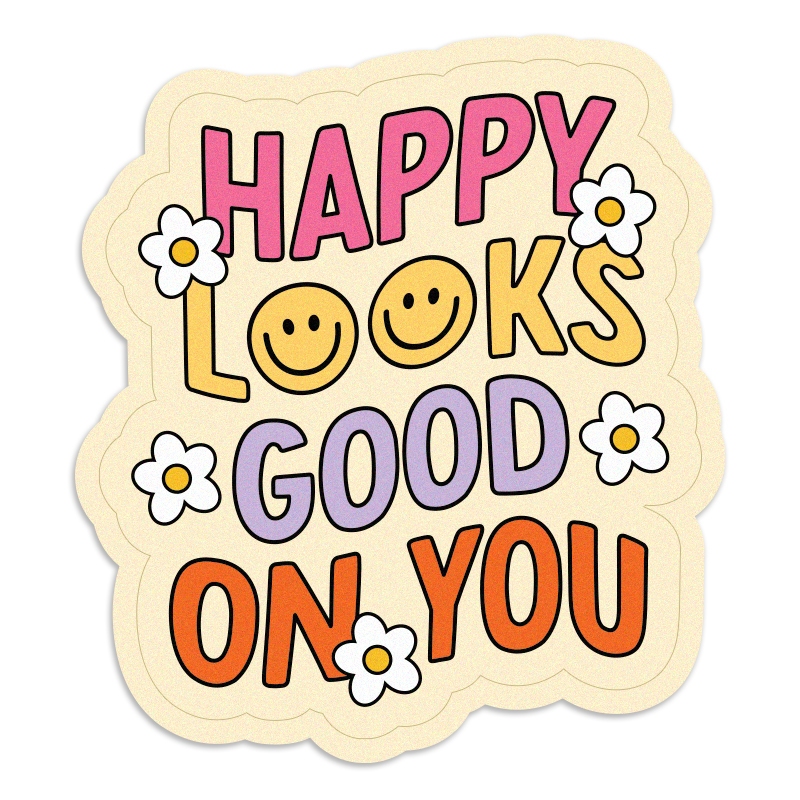 Wimzi Happy Looks Good Waterproof Vinyl Decal Sticker, Laptop Sticker ...